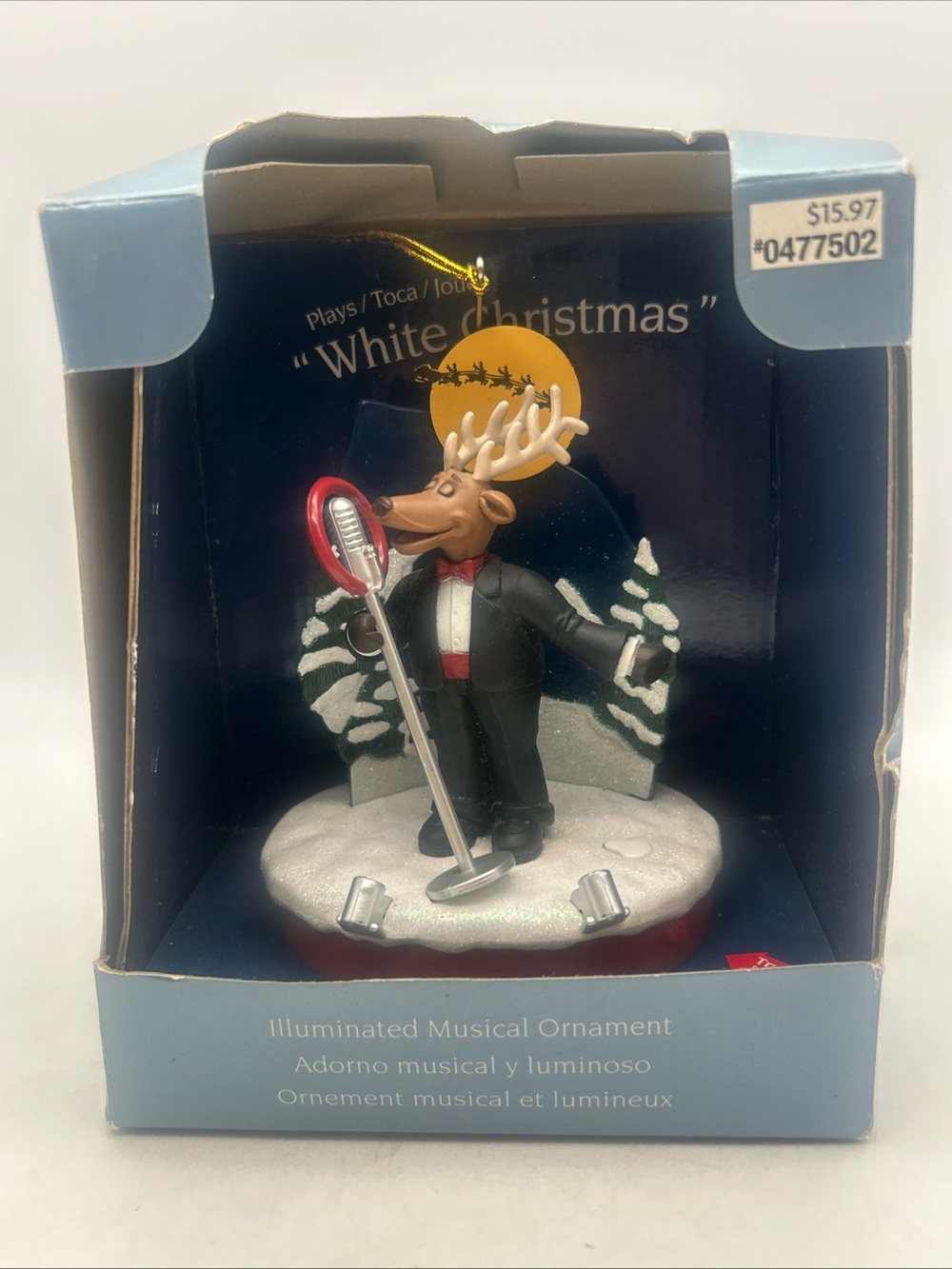 Signature Musical Ornament Plays White Christmas, Batteries Included Reindeer